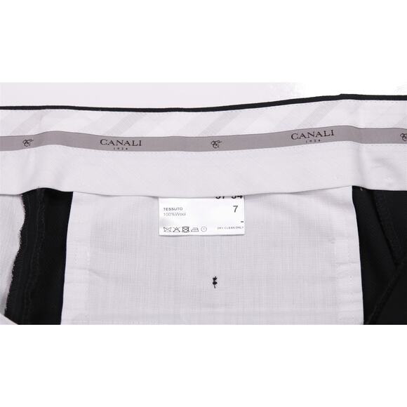 Canali 1934 Black Twill Wool Flat Front Dress Trousers Pants 36x26 - Picture 6 of 7